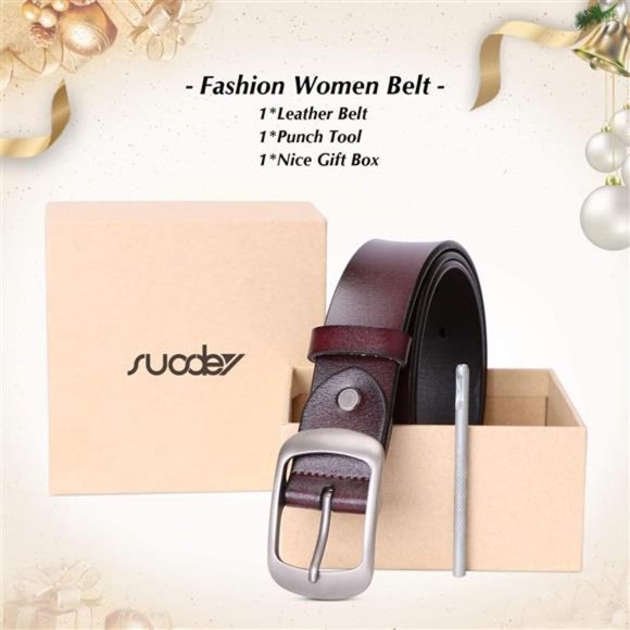 Fashion Womens Leather Belts SUOSDEY with Pin Buckle Waist Belt for Jeans Pants main image 4